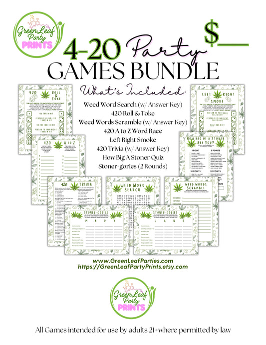 Cannabis Party Game Bundle - Printed Single Set